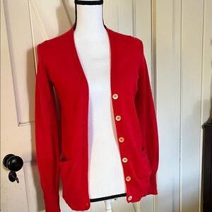 J. Crew 100%cashmere Vibrant Red Women's Cardigan Sweater